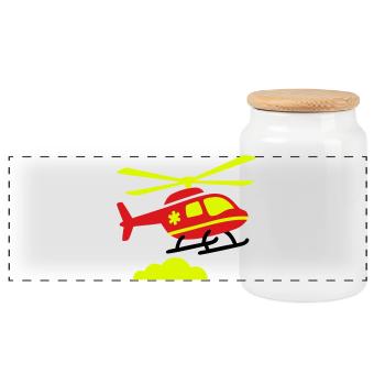 Rettungshubschrauber Notarzt - Panorama Keksdose mit Holzdeckel - Weiß - Vorne