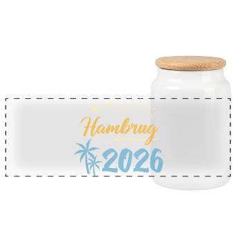 Hamburg 2026 - Panoramic Cookie Jar with Wooden Lid - white - Front