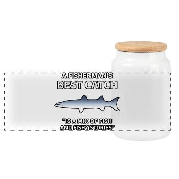 La meilleure prise du pêcheur - Boîte à biscuits avec couvercle en bois - blanc - Devant