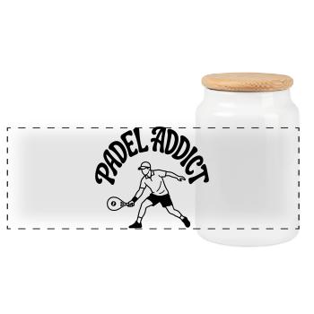 Joueur de padel - Boîte à biscuits avec couvercle en bois - blanc - Devant