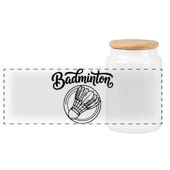 badminton - Boîte à biscuits avec couvercle en bois - blanc - Devant