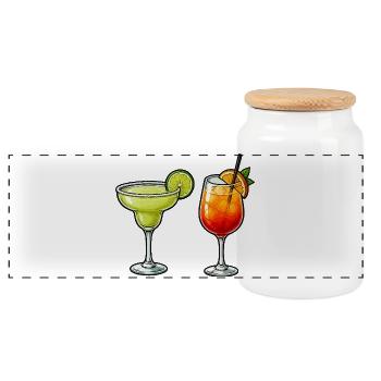 Deux cocktails : Margarita au citron vert et Sunset - Boîte à biscuits avec couvercle en bois - blanc - Devant
