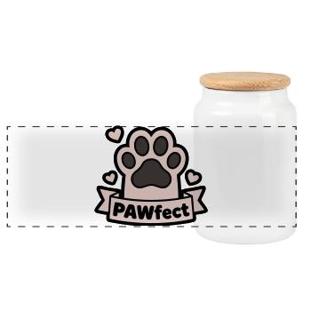 Pfote Pawfect Banner Textfeld - Panorama Keksdose mit Holzdeckel - Weiß - Vorne