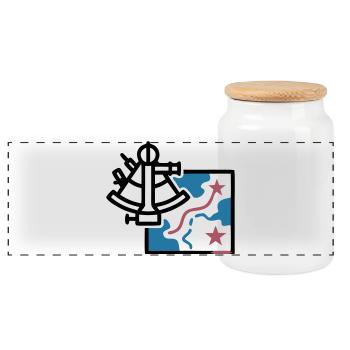 Sextant Navigation Map Vector - Panoramic Cookie Jar with Wooden Lid - white - Front