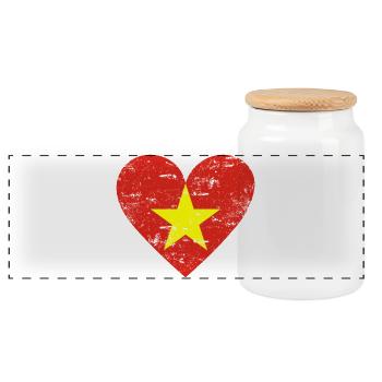 Cœur du Vietnam utilisé - Boîte à biscuits avec couvercle en bois - blanc - Devant
