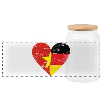 Vietnam, Allemagne, cœur utilisé - Boîte à biscuits avec couvercle en bois - blanc - Devant