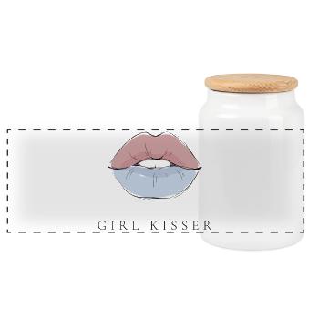 LGBTQ Pride Month - Lesbian Pride - Girl Kisser - Panoramic Cookie Jar with Wooden Lid - white - Front