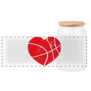 Basketballherz-Graffiti - Panorama Keksdose mit Holzdeckel - Weiß - Vorne
