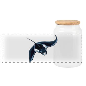 Rochen Mantarochen - Panorama Keksdose mit Holzdeckel - Weiß - Vorne
