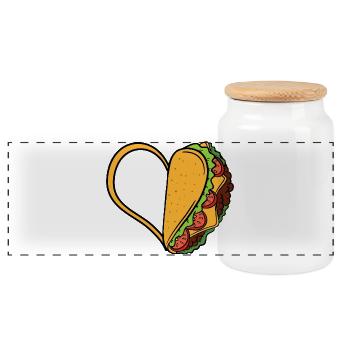 Taco Heart Love - Panoramic Cookie Jar with Wooden Lid - white - Front