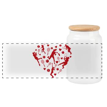 Silhouettes de cœurs de tennis - Boîte à biscuits avec couvercle en bois - blanc - Devant