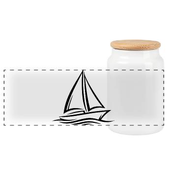 Voilier - Boîte à biscuits avec couvercle en bois - blanc - Devant