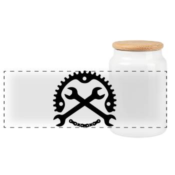 Mécanicien de moto – Logo du plateau - Boîte à biscuits avec couvercle en bois - blanc - Devant