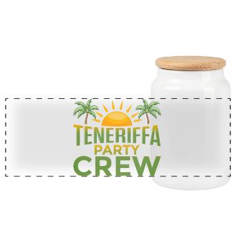 Tenerife Party Crew - Panoramic Cookie Jar with Wooden Lid - white - Front