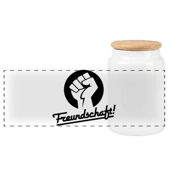 Friendship v.1 (color changeable) - Panoramic Cookie Jar with Wooden Lid - white - Front