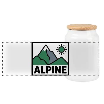 Alpine Mountains Mountaineering Alpine Club Hiking - Panoramic Cookie Jar with Wooden Lid - white - Front