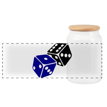 Blue Cube Minimal Design - Panoramic Cookie Jar with Wooden Lid - white - Front