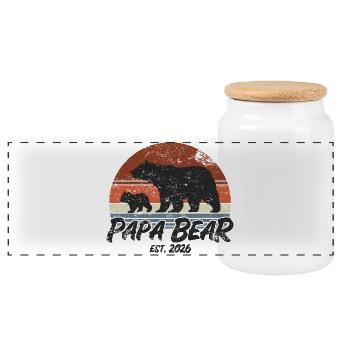 Papa Ours - Cadeau de la fête des pères 2026 - Boîte à biscuits avec couvercle en bois - blanc - Devant