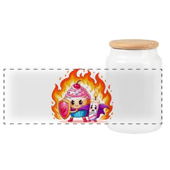 Duo Héros Fire Cake - Boîte à biscuits avec couvercle en bois - blanc - Devant