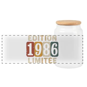 Edition 1986 Limitée Vintage - Boîte à biscuits avec couvercle en bois - blanc - Devant