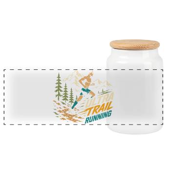 Ultra Trail Running - Boîte à biscuits avec couvercle en bois - blanc - Devant