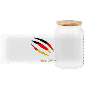 Kratzerflagge Deutschland Deutschland_Risse_Flagge - Panorama Keksdose mit Holzdeckel - Weiß - Vorne