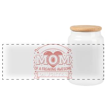 Stolze Mama, großartige Tochter | Mutter-Tochter-Humor - Panorama Keksdose mit Holzdeckel - Weiß - Vorne