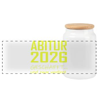 Abitur 2026 made - Panoramic Cookie Jar with Wooden Lid - white - Front