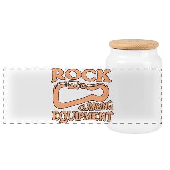 Kletterausrüstung Vintage Grafik - Panorama Keksdose mit Holzdeckel - Weiß - Vorne
