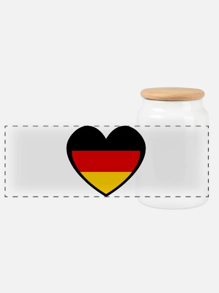 SchwarzRotGold Schild - Panorama Keksdose mit Holzdeckel - Weiß