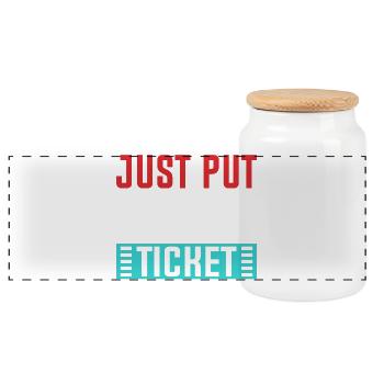 Just Put In A Ticket Grafik - Panorama Keksdose mit Holzdeckel - Weiß - Vorne