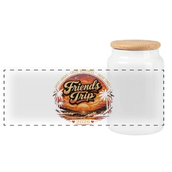 Voyage d’amis 2026 Groupes de vacances rétro à la plage Spru - Boîte à biscuits avec couvercle en bois - blanc - Devant