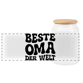 Beste Oma der Welt - Panorama Keksdose mit Holzdeckel - Weiß - Vorne