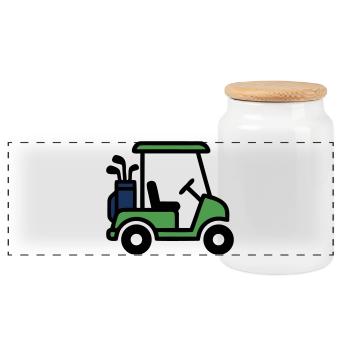 Golfcart Golfauto Golfsport Golfclub Herren - Panorama Keksdose mit Holzdeckel - Weiß - Vorne