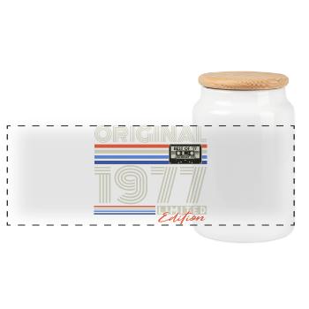 1977 geboren Vintage Retro Geburtstag Geschenk  - Panorama Keksdose mit Holzdeckel - Weiß - Vorne