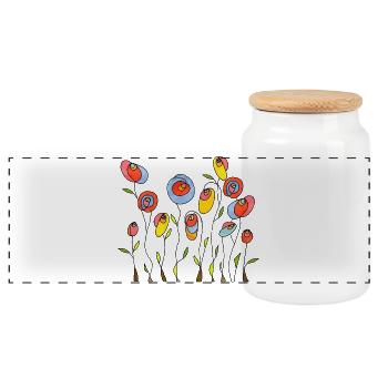 Fleur - Boîte à biscuits avec couvercle en bois - blanc - Devant