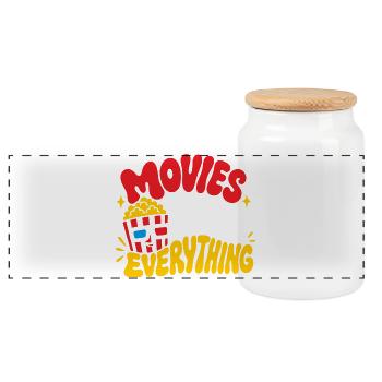Movies Over Everything Popcorn - Panorama Keksdose mit Holzdeckel - Weiß - Vorne