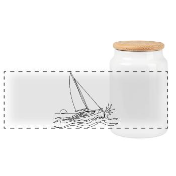 Segeln Dynamisches Minimalistisches Segelboot - Panorama Keksdose mit Holzdeckel - Weiß - Vorne
