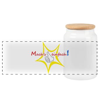 Mach's Einfach Positivstern Daumen-Design - Panorama Keksdose mit Holzdeckel - Weiß - Vorne