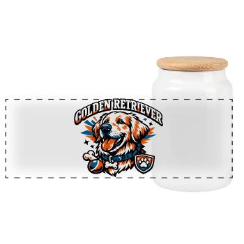 Logo de l’équipe Golden Retriever Os de boule - Boîte à biscuits avec couvercle en bois - blanc - Devant