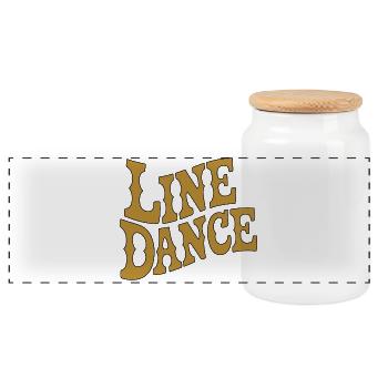 Line Dance Vibes - Panoramic Cookie Jar with Wooden Lid - white - Front