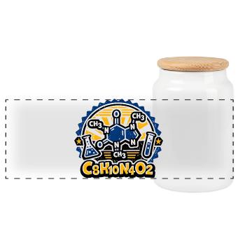 Design du badge néon en molécule de caféine - Boîte à biscuits avec couvercle en bois - blanc - Devant