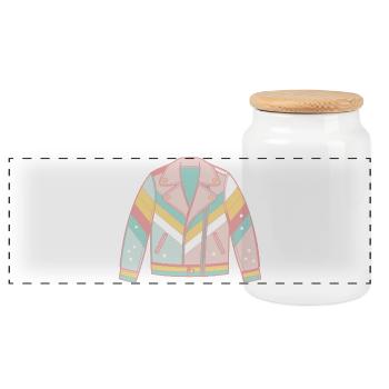 Veste arc pastel diagonale - Boîte à biscuits avec couvercle en bois - blanc - Devant