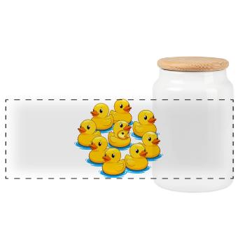 Pack of rubber ducks at the water - Panoramic Cookie Jar with Wooden Lid - white - Front
