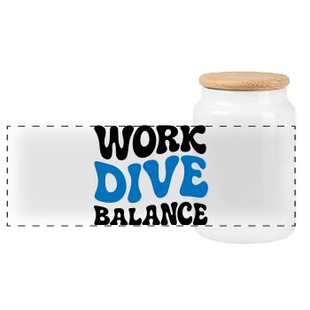 Work Dive Balance Scuba Diving Gift - Panoramic Cookie Jar with Wooden Lid - white - Front