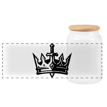 Crown Sword - Panoramic Cookie Jar with Wooden Lid - white - Front