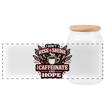 Coffee Revolt I Caffeinate Hope - Panoramic Cookie Jar with Wooden Lid - white - Front