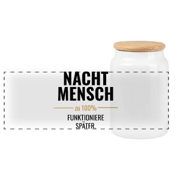 Zu 100% Ich – Ehrliches Statement - Panorama Keksdose mit Holzdeckel - Weiß - Vorne