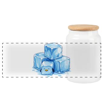Eis Pinguin Würfel Illustration - Panoramic Cookie Jar with Wooden Lid - white - Front