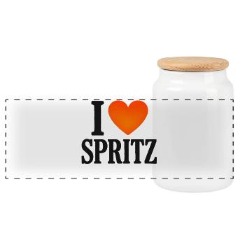 I Love Spritz  - Panorama Keksdose mit Holzdeckel - Weiß - Vorne